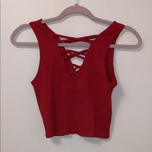 forever 21 burnt orange lace up tank top